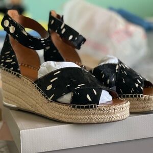 Franco Sarto Black and White Espadrille Wedges